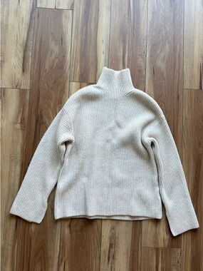 H&M Cream Ribbed Turtleneck Sweater
